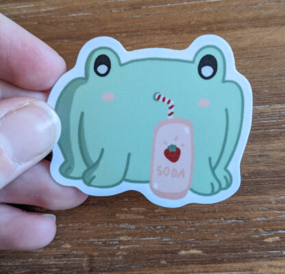 Strawberry Soda Frog Sticker