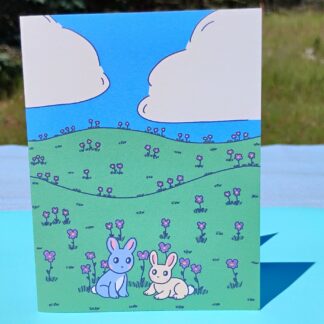 Bunnies and Violets Note Card